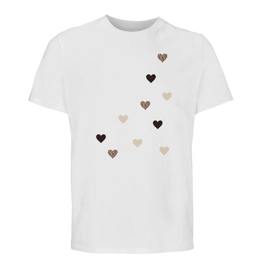 Weißes Damen T-Shirt mit Herzen
