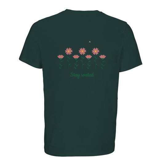 dunkles T-Shirt mit Blumen