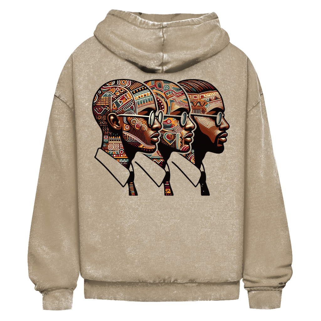 Oversize Hoodie Mindset – Rückseite mit drei Köpfen