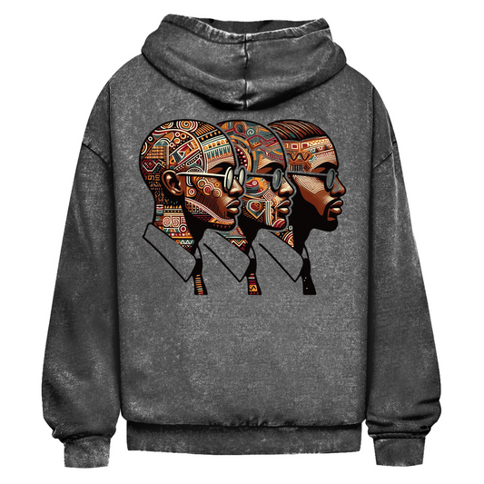 Oversize Hoodie Mindset – Rückseite mit drei Köpfen
