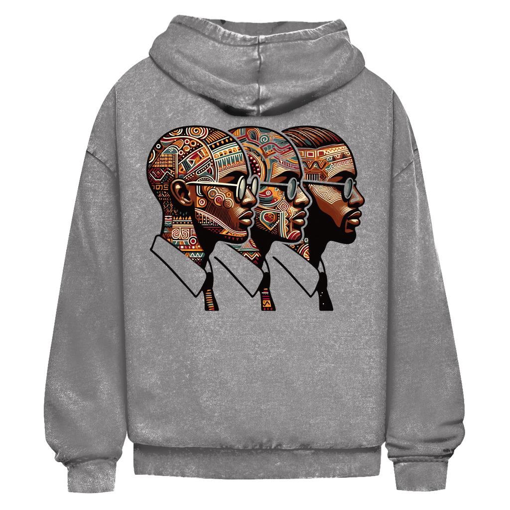 Oversize Hoodie Mindset – Rückseite mit drei Köpfen