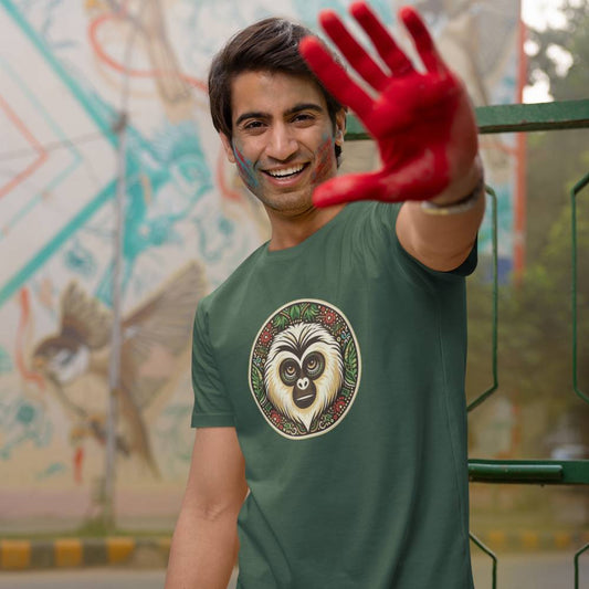 Basic T-shirt voor heren | Gekleurde gibbon